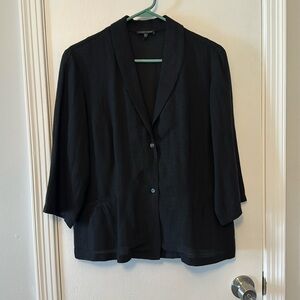 Black Eileen Fisher linen 3/4 sleeve jacket size large